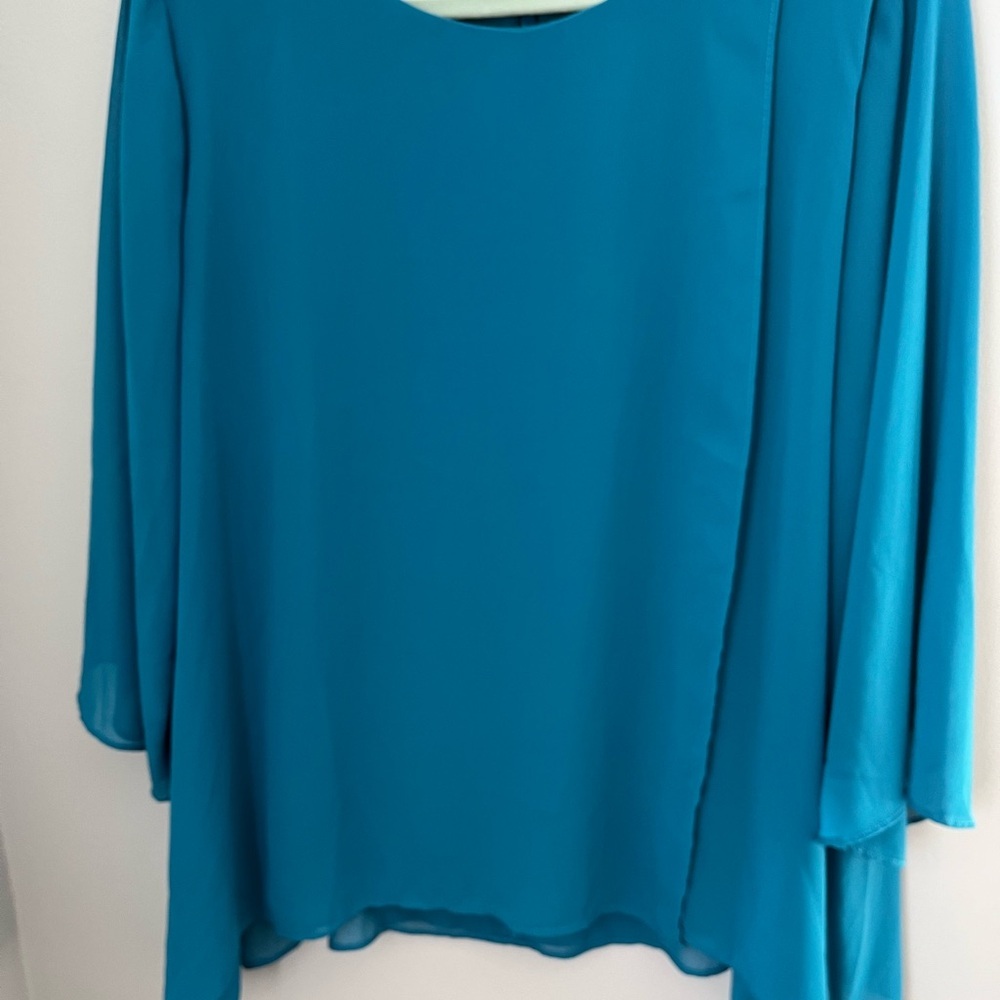Soft Surroundings Blue Boxy 3/4 Sleeve Blouse
